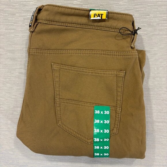 CAT Caterpillar Work Pants Mens 38 x 30 Brown Canvas Fleece Lined Insulated - Picture 4 of 11